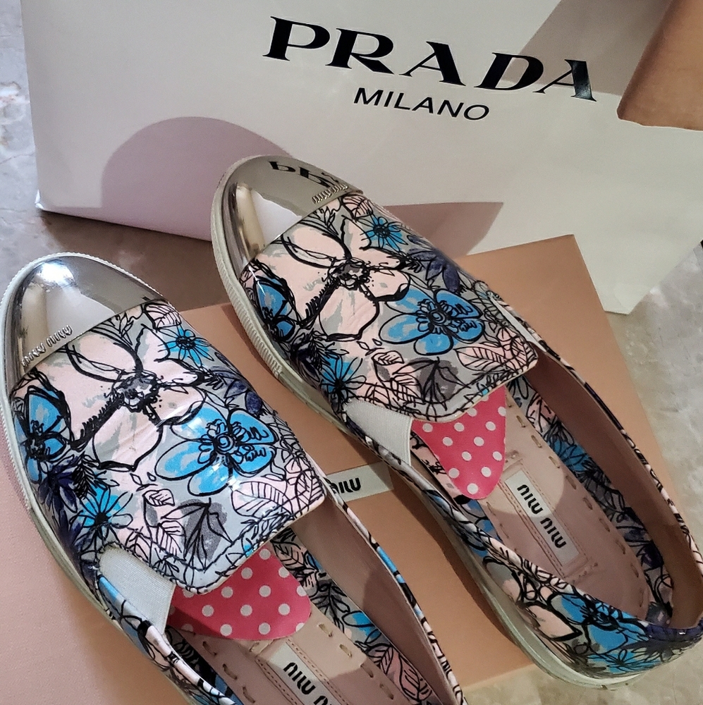 Miu Miu Prada Toe Cap Flowe Shoes Slip On Size 6 - image 1